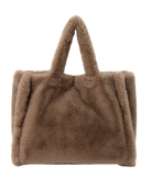 brown faux fur large purse