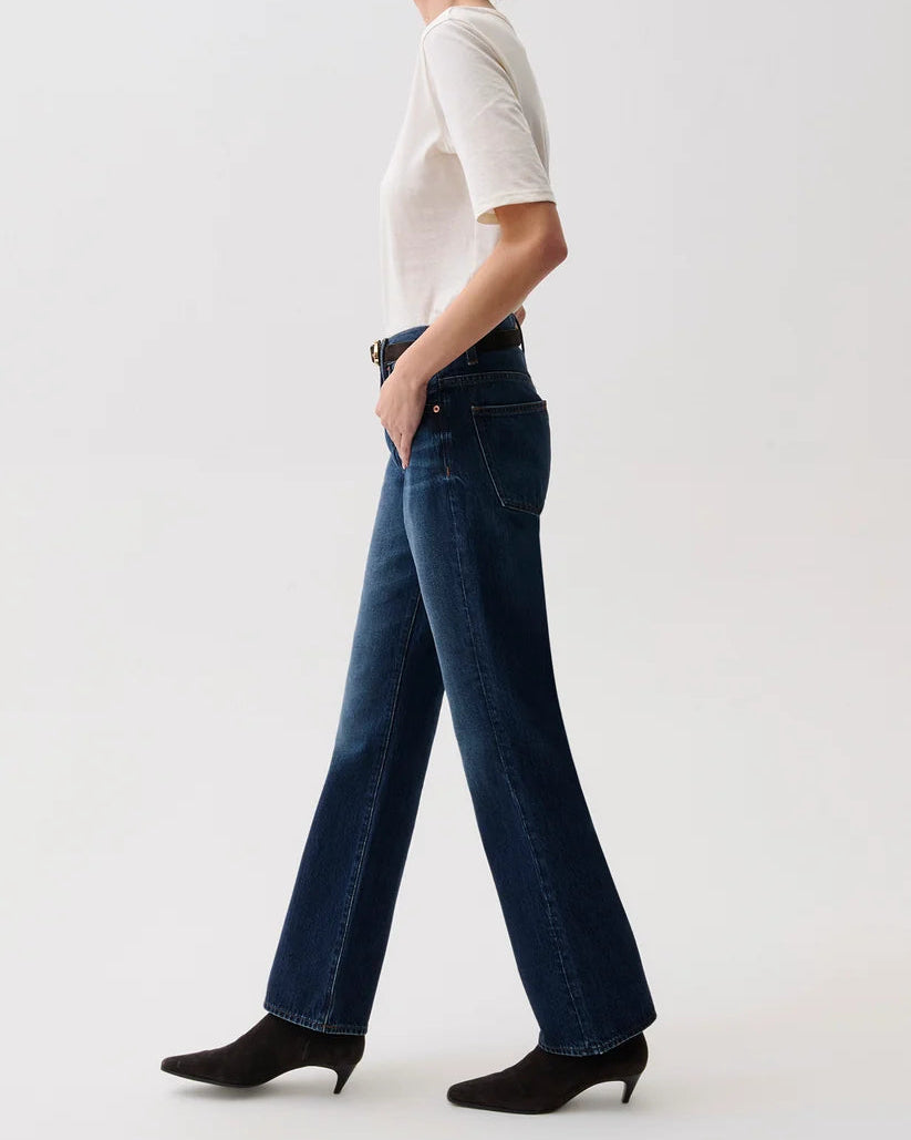 high rise bootcut medium denim pant