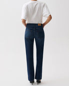 high rise bootcut medium denim pant