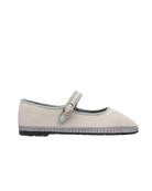 linen mary jane shoe in cream and grey piping 