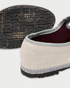 linen mary jane shoe in cream and grey piping 