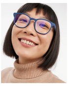 blue frame glasses