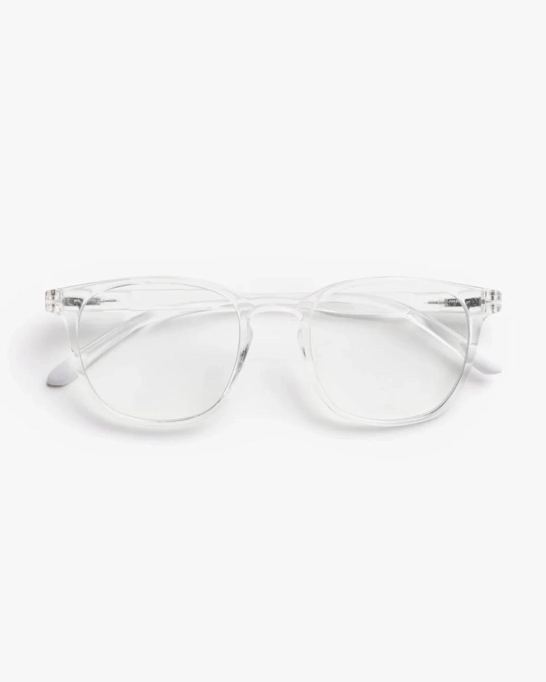 a pair of bold clear eyeglasses for blue light by Barner