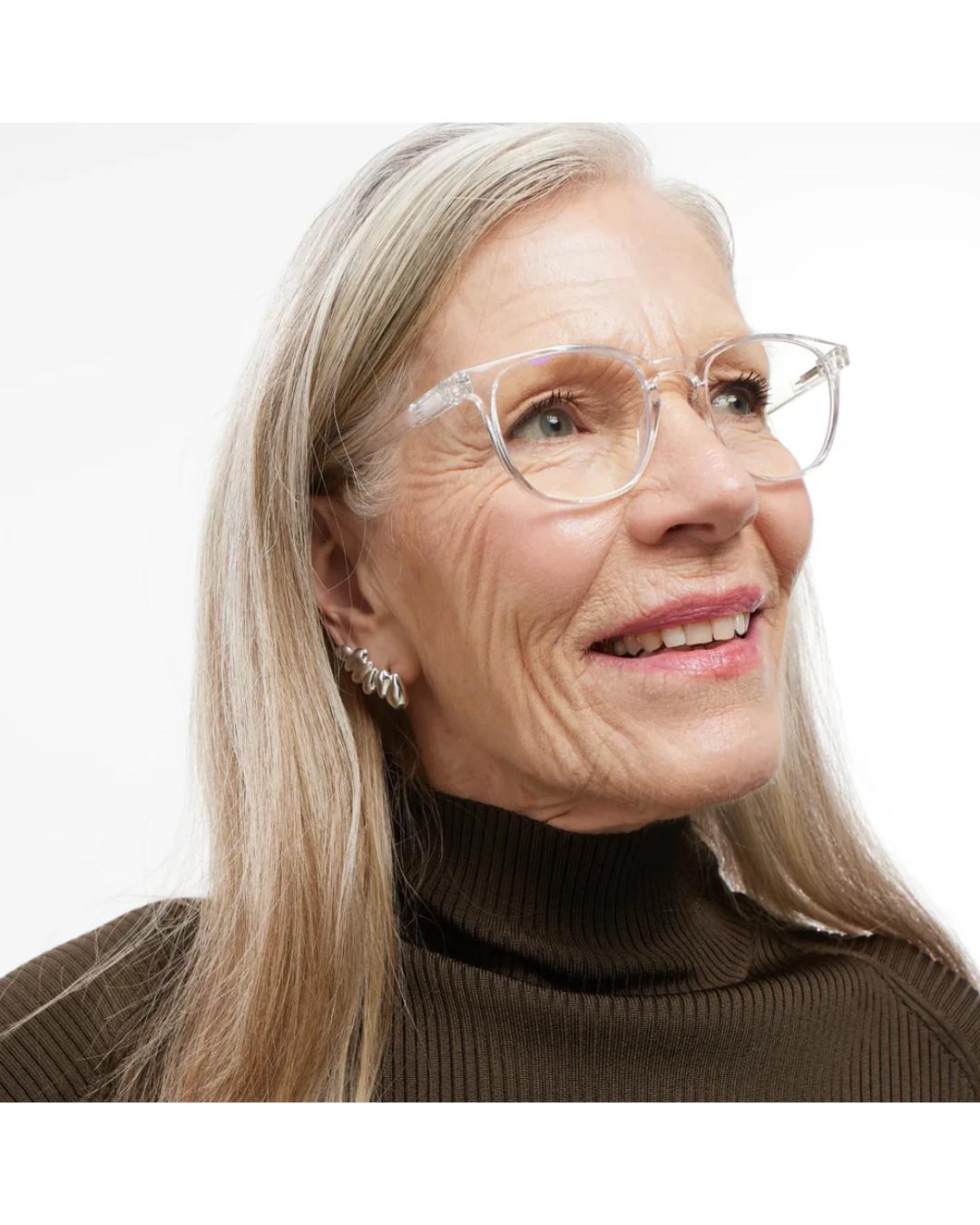 glasses with a clear frame