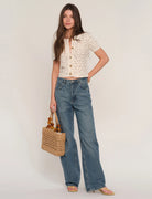 short sleeve knit cardigan in cream