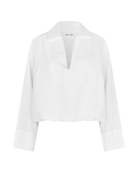 cropped collar v-neck blouse 