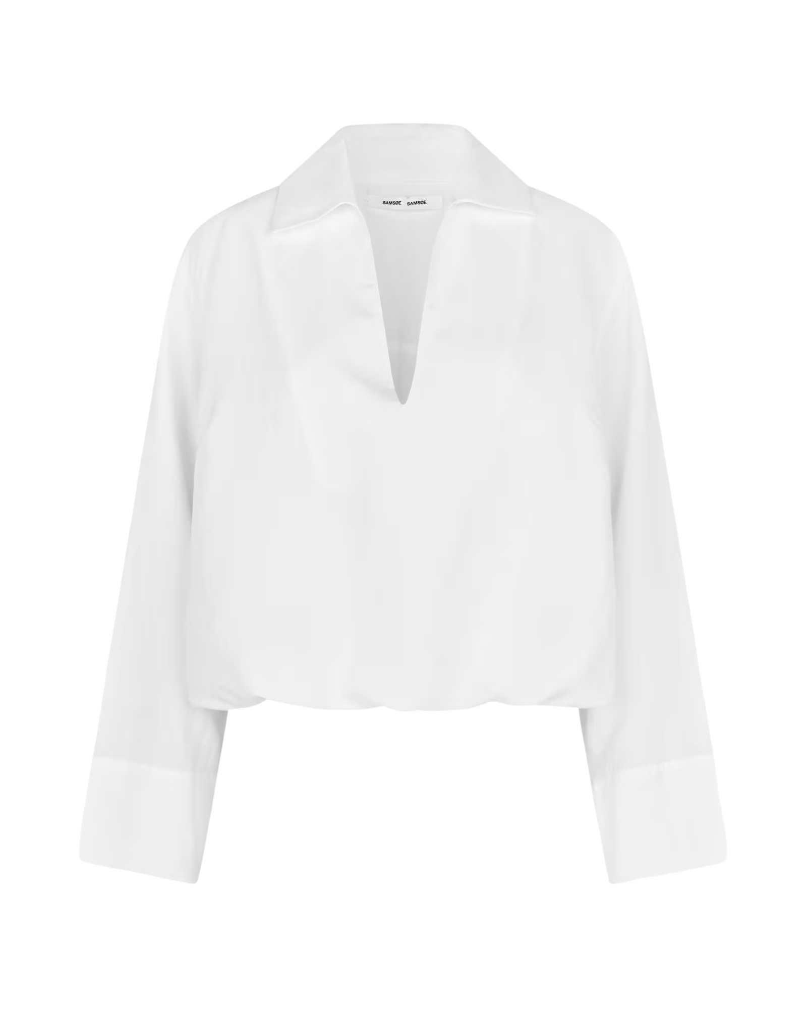 cropped collar v-neck blouse 