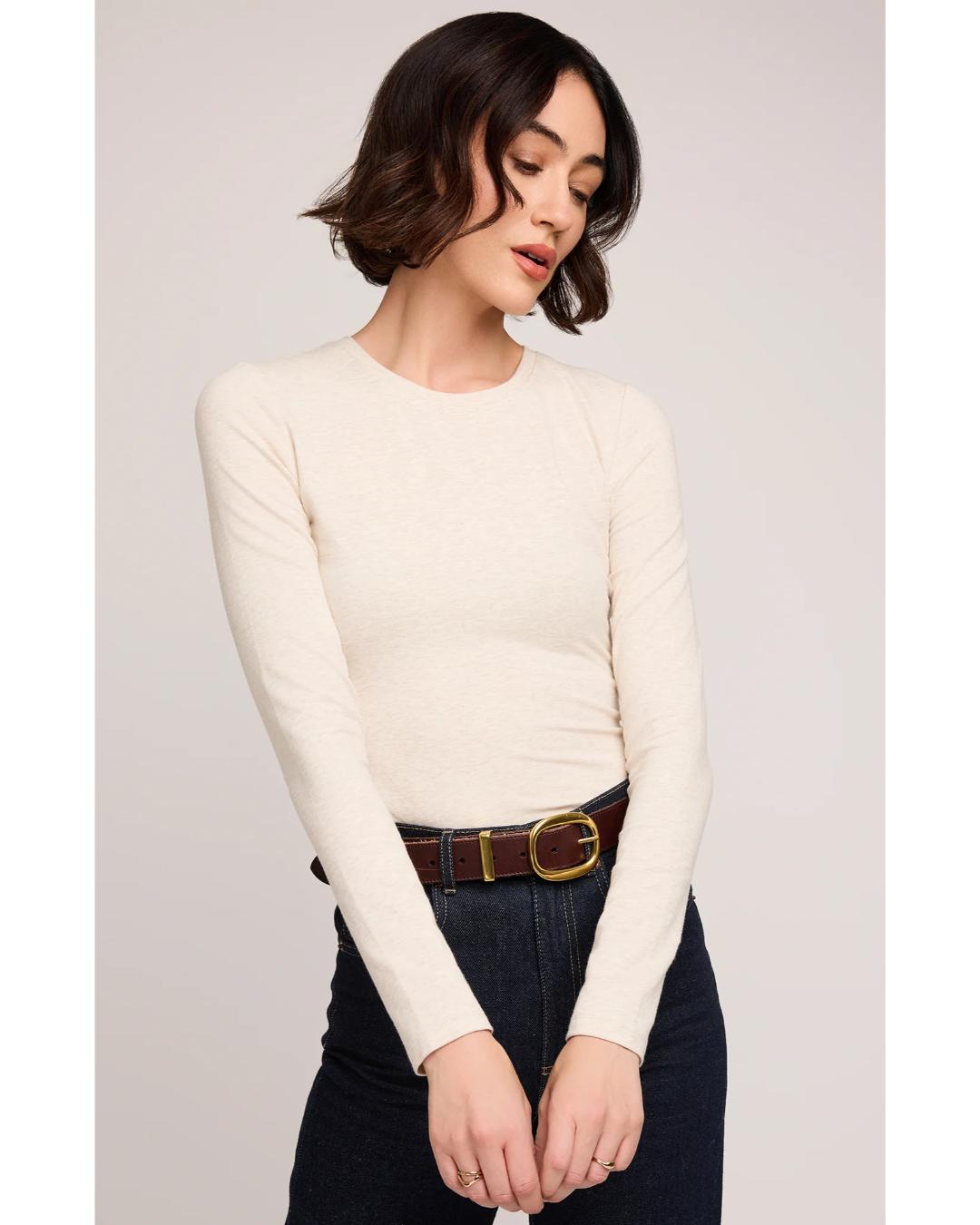 long sleeve top in a light beige