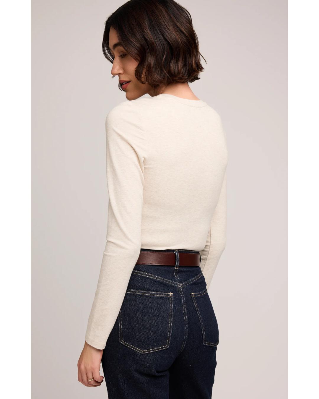 long sleeve top in a light beige