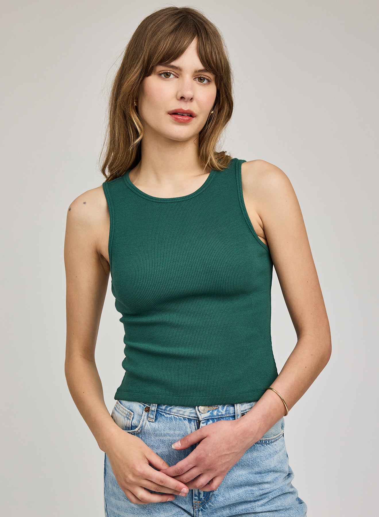 racerback rib tank in green