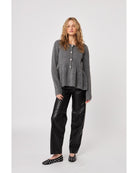 grey sweater with a peplum bottom