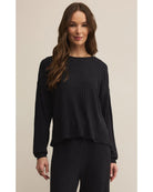 black rib long sleeve lounge top