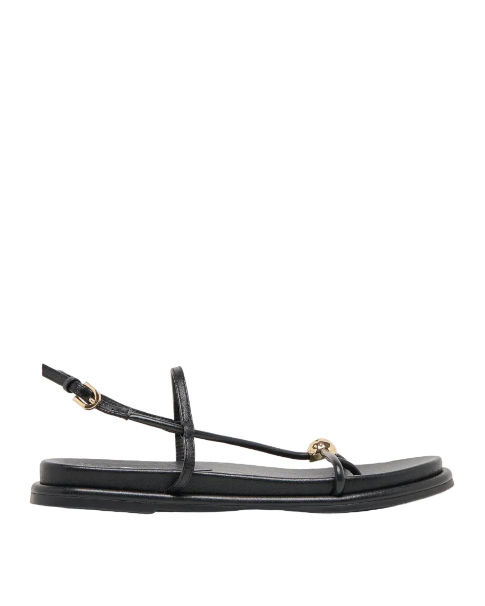 black strappy sandal with gold 