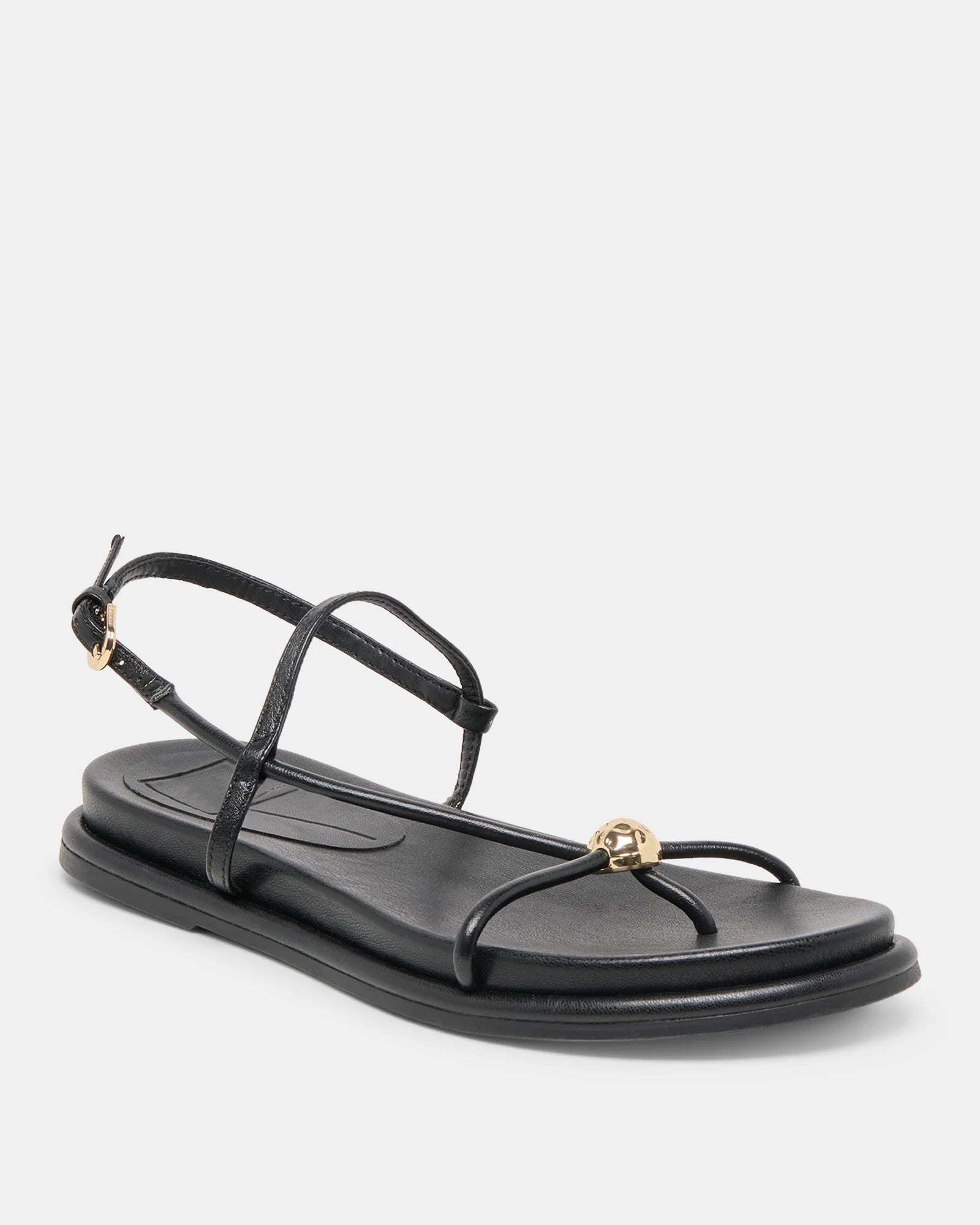 black strappy sandal with gold 