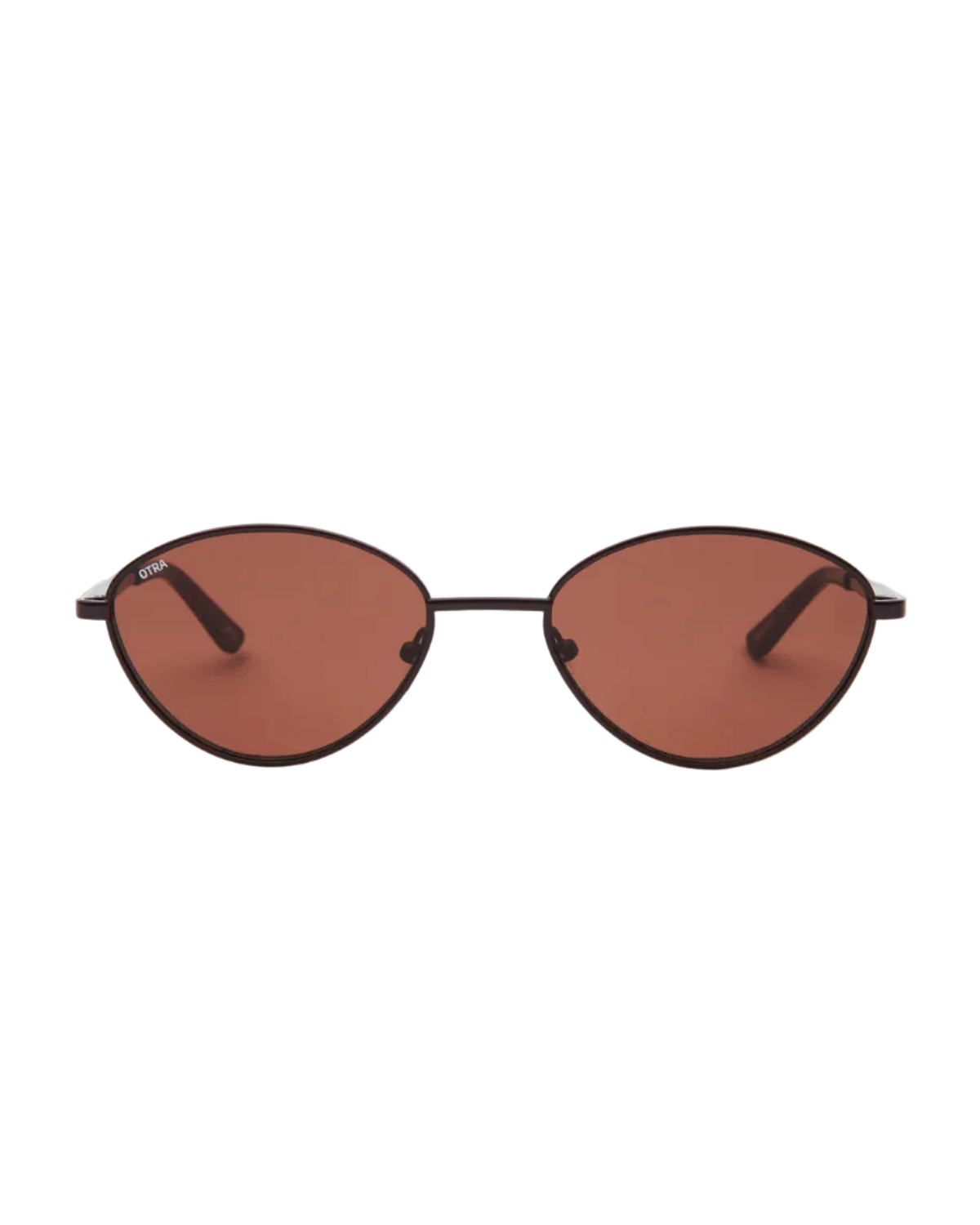 oval brown sunglasses with thin frame