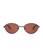 oval brown sunglasses with thin frame