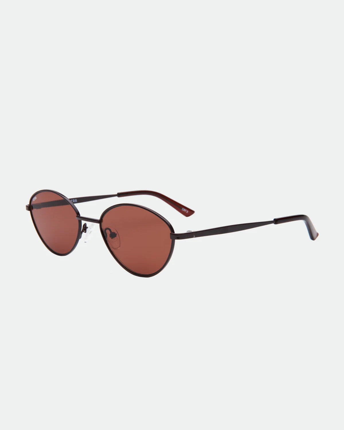 oval brown sunglasses with thin frame