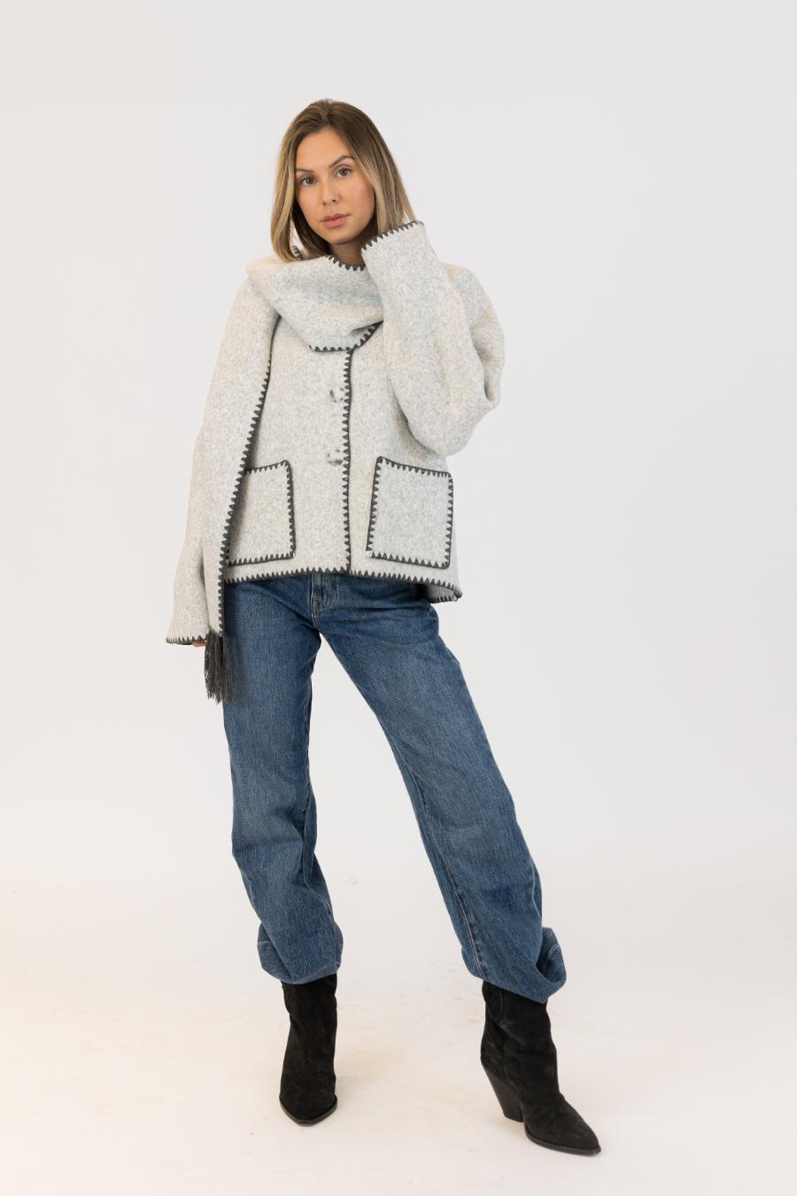 light grey knit jacket