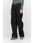 denim wide leg pants in dark grey
