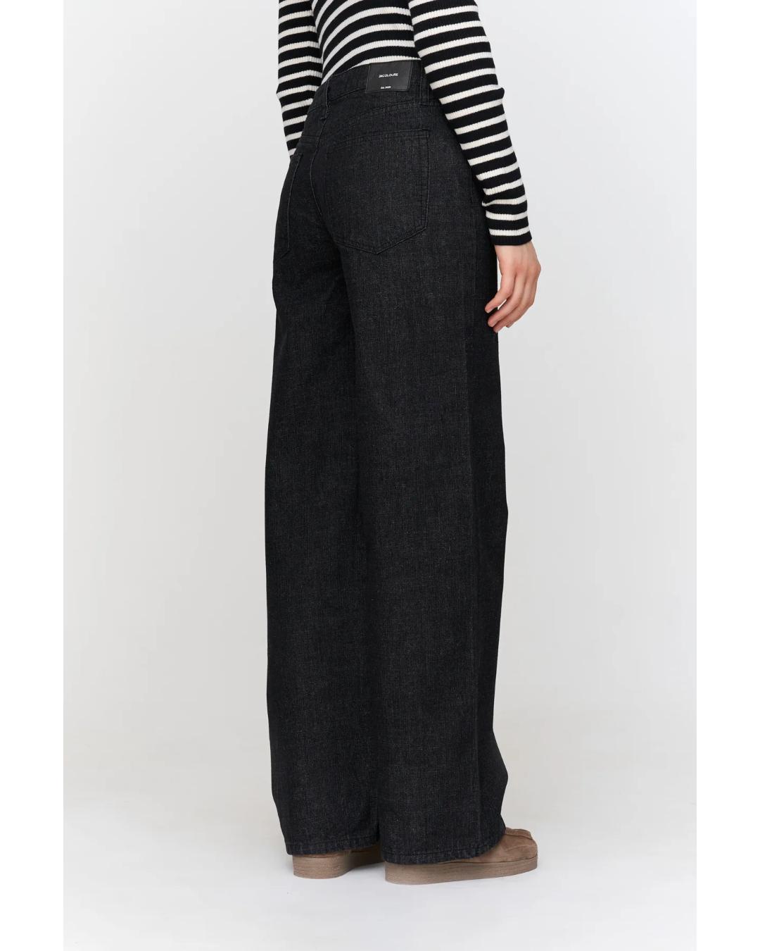 denim wide leg pants in dark grey