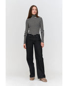 denim wide leg pants in dark grey