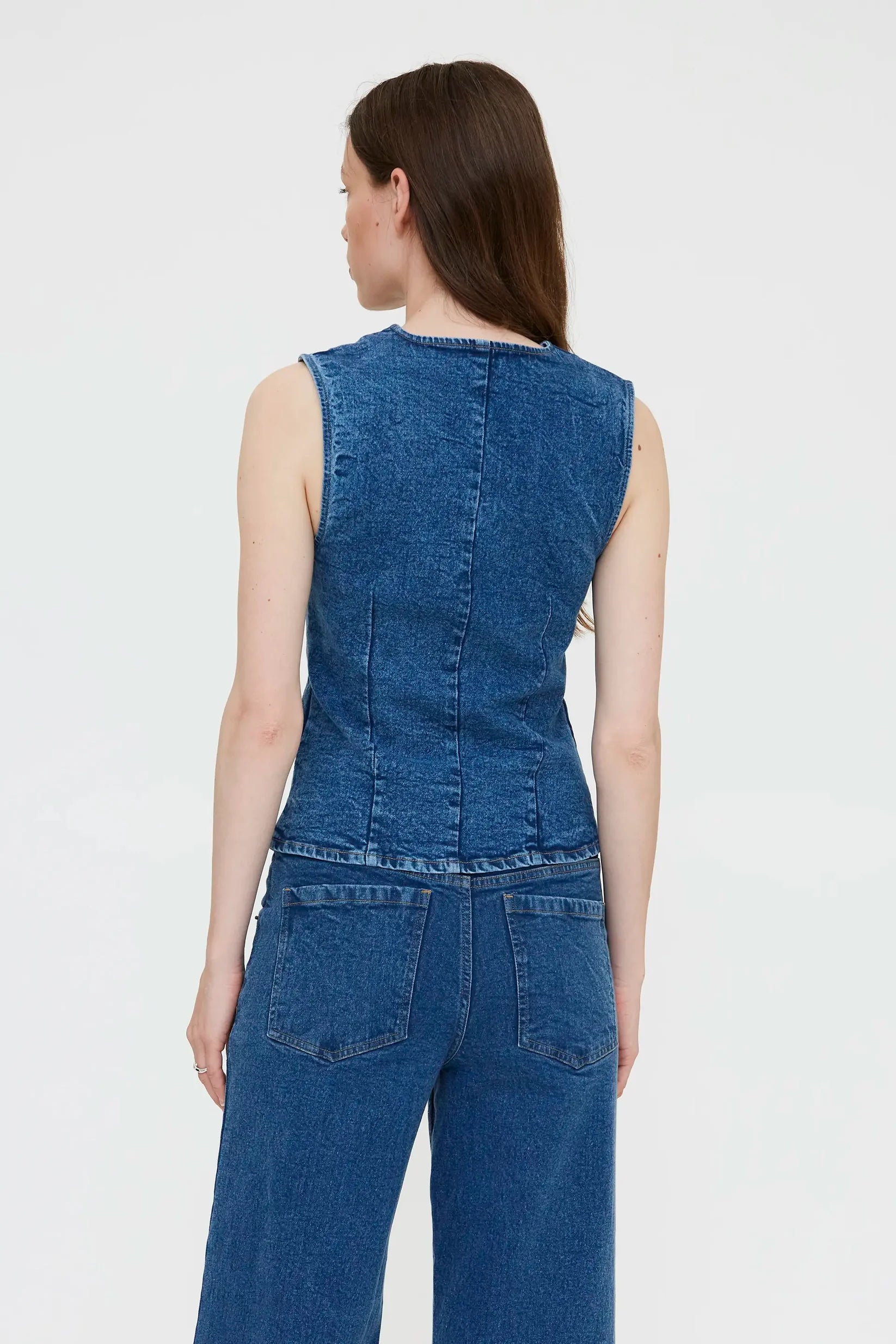 blue denim vest