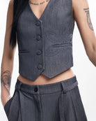 Desigual grey Tailored Vest with Flower