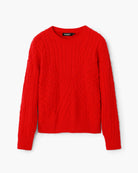 Desigual Textured Cable Knit Jumper in Red