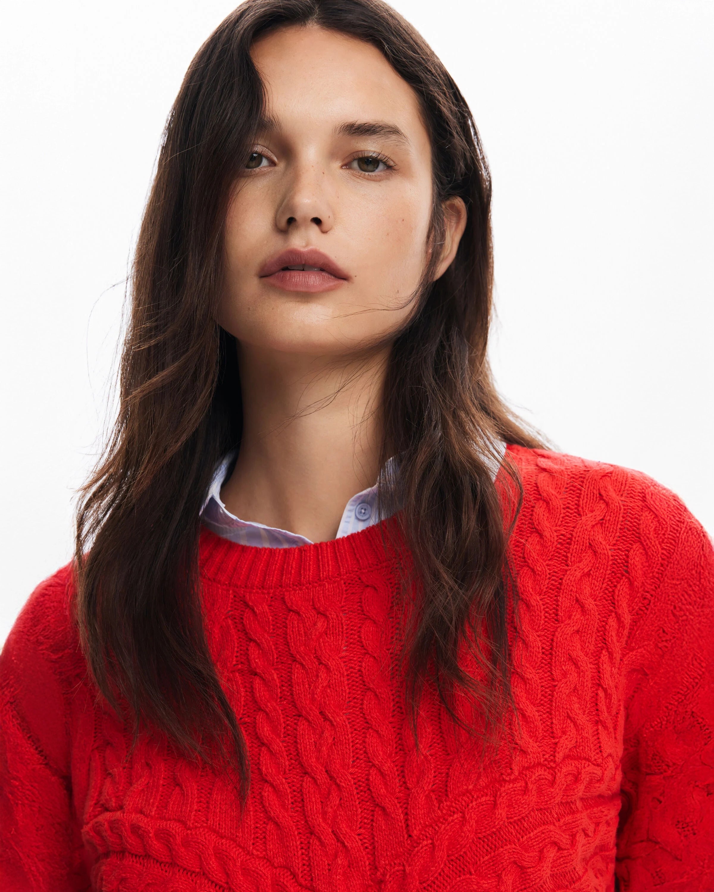 Desigual Textured Cable Knit Jumper in Red