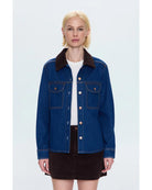jean jacket with brown corduroy collar