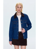 jean jacket with brown corduroy collar