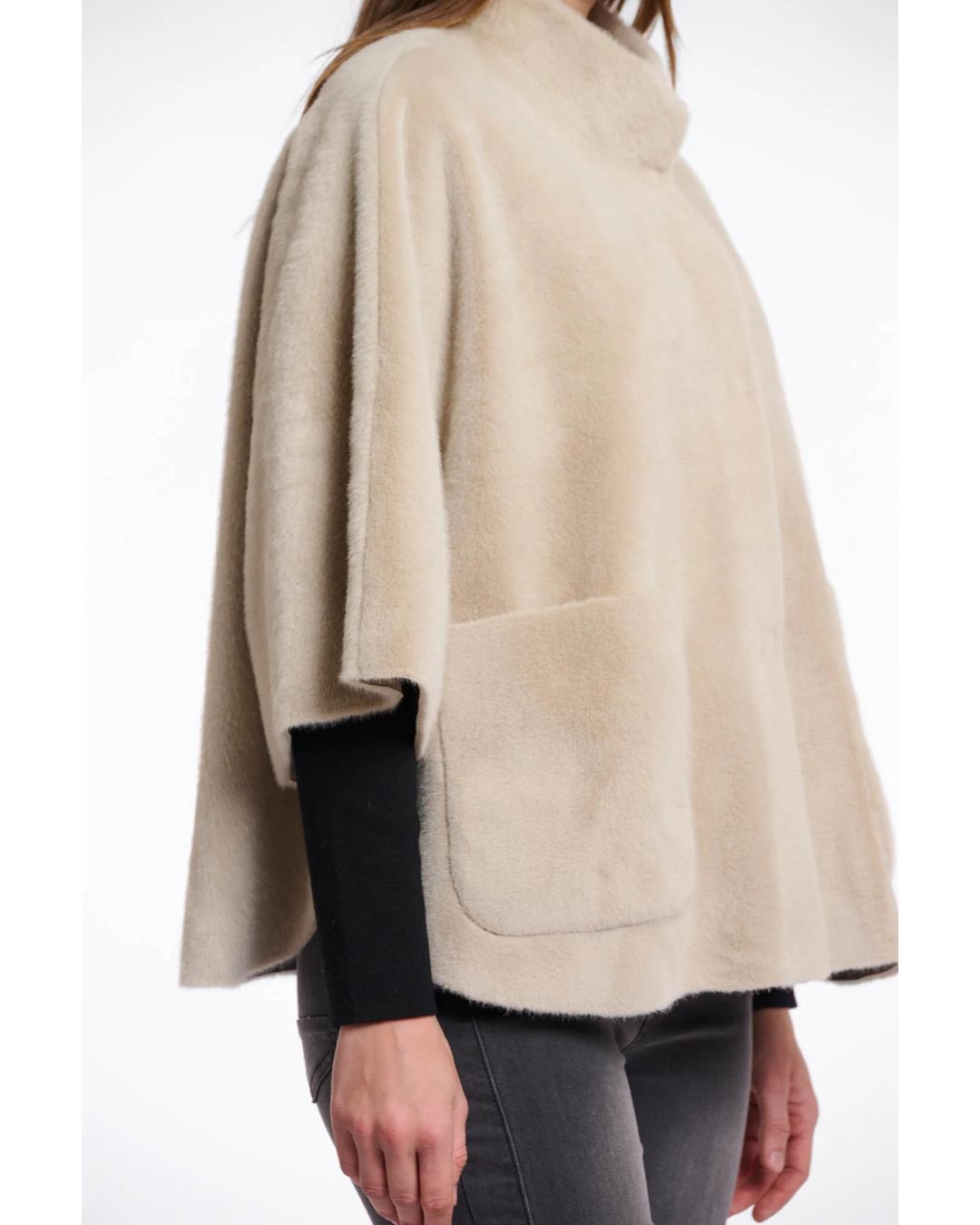 beige faux fur cape jacket