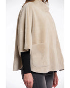 beige faux fur cape jacket