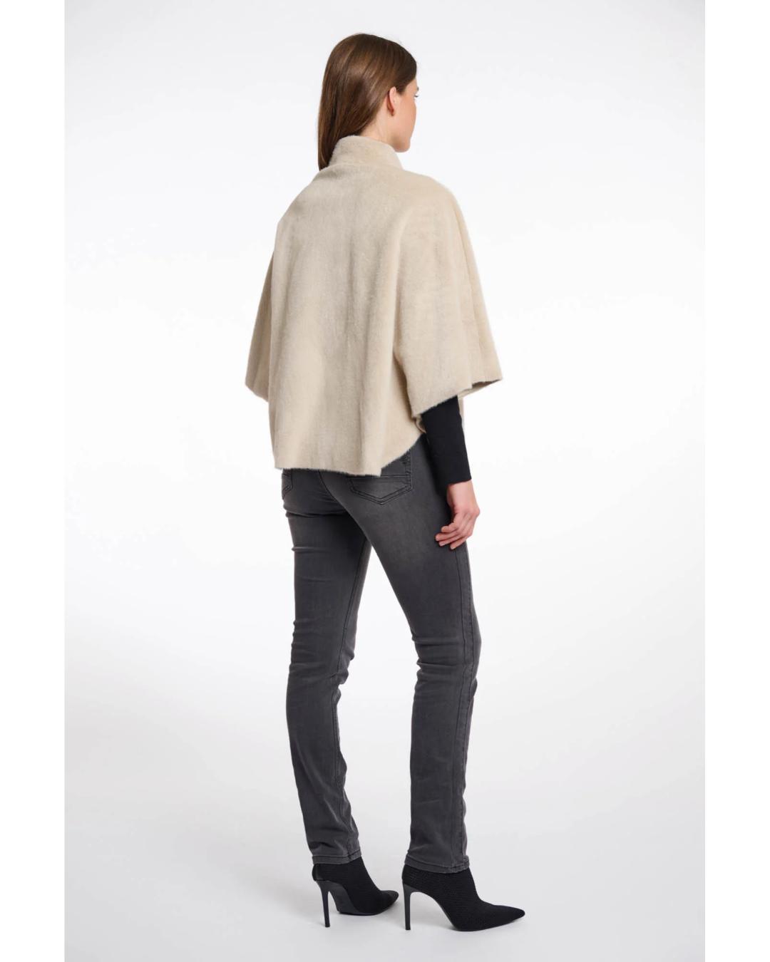 beige faux fur cape jacket