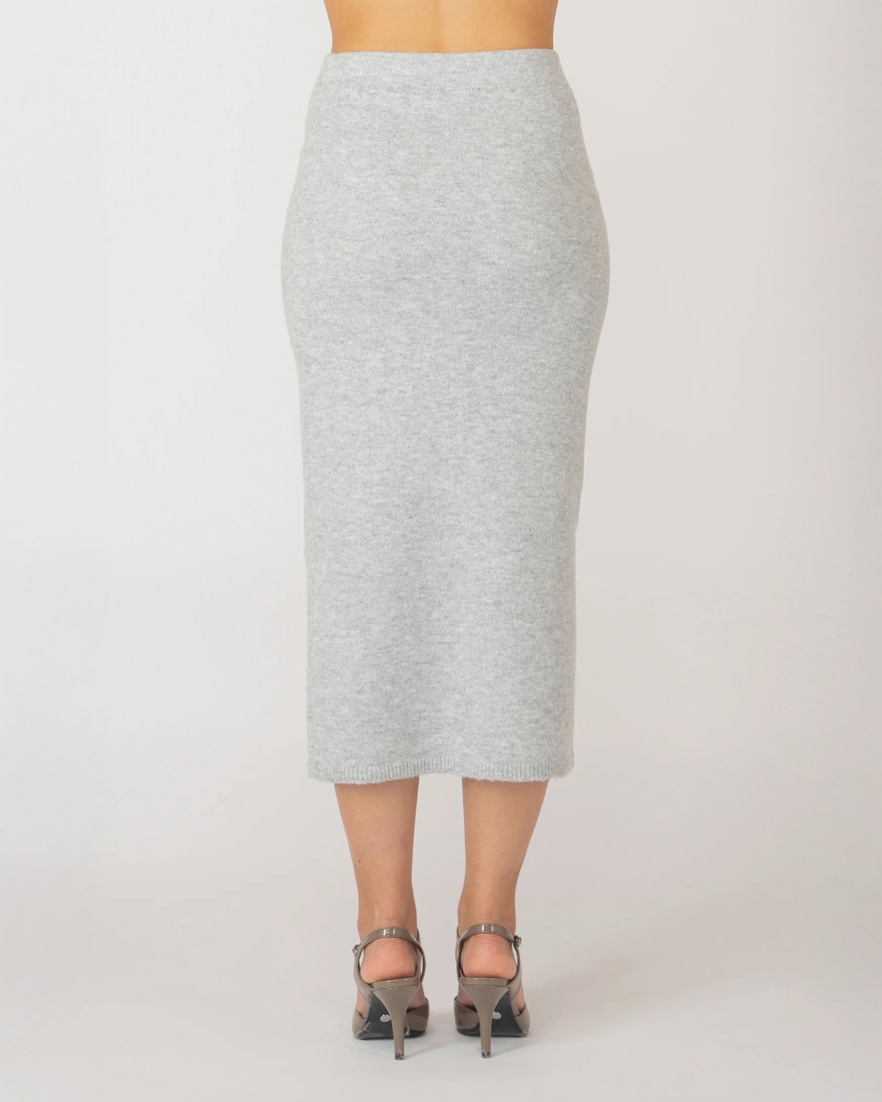 Dex Pull on Sweater Midi Length Skirt in Grey