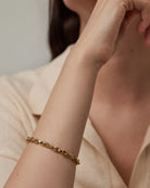 detailed link gold bracelet