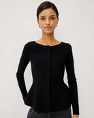 black cardigan with peplum bottom