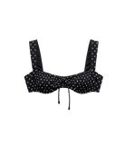 bikini top in black with cream polka dots