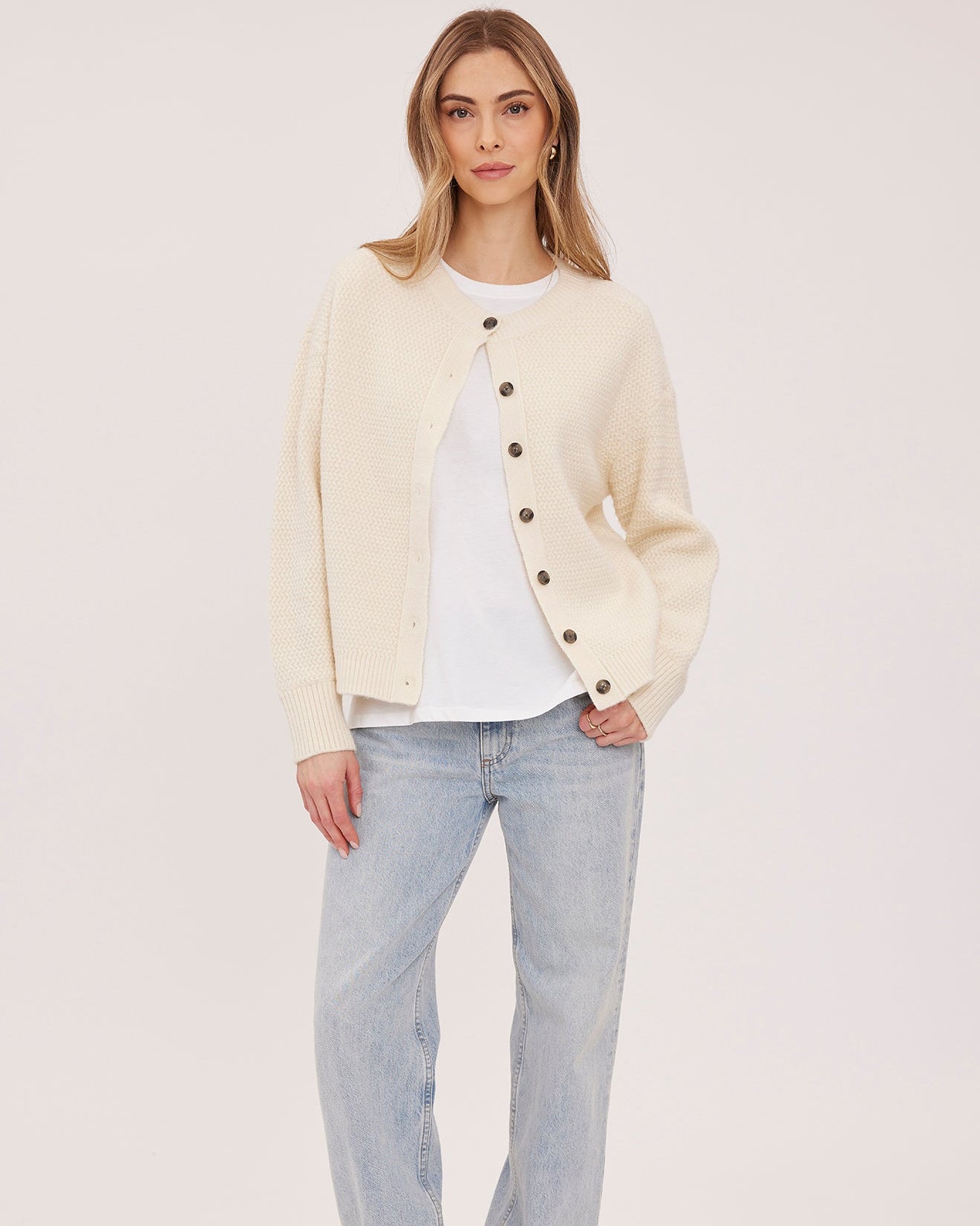 cream knit cardigan