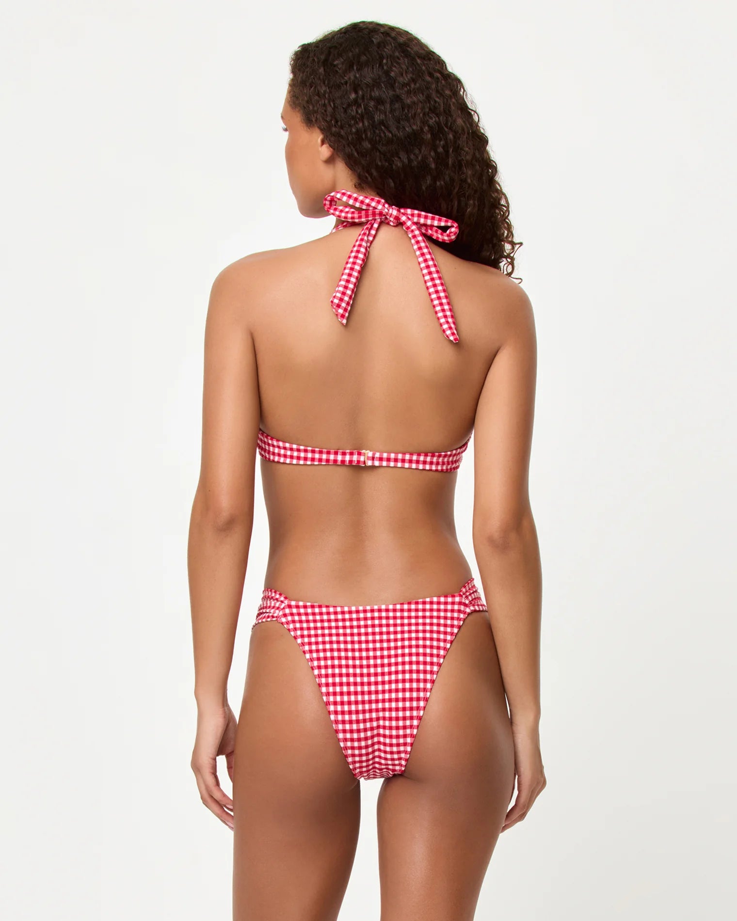 red and white gingham bikini top