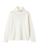 white chunky knit sweater with mockneck