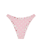 pink, red and white floral bikini bottom with reversible side on pink and white polka dots