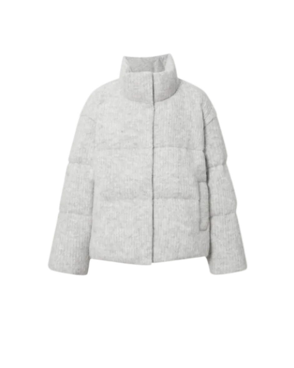 light gray puffer jacket 