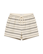 lounge short in cream with black stripes