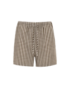 shorts in cream and brown gingham