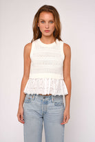 tank top sweater with peplum eyelet bottom