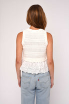 tank top sweater with peplum eyelet bottom