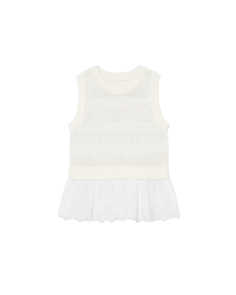 tank top sweater with peplum eyelet bottom