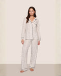 long sleeve pant modal pj set in white with black hearts all over by Eberjey