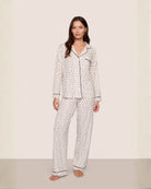 long sleeve pant modal pj set in white with black hearts all over by Eberjey